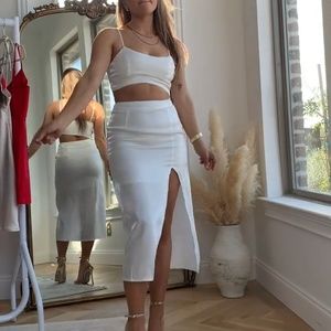 Princess Polly White Satin Skirt Set